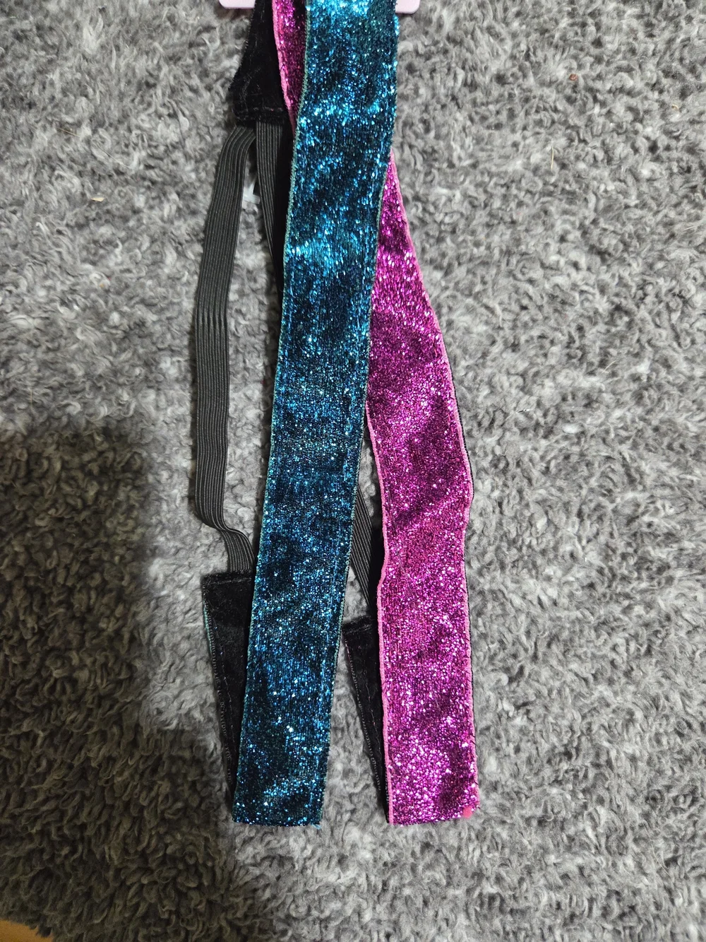 Riviera Glitter Velvet Headband Set in Teal and Fuchsia
